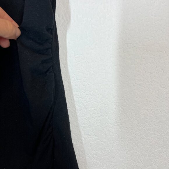 Black Ruched Dress Knit Midi Bodycon XL - Picture 9 of 10